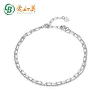 Korean Style Fashion 925 Silver Double Bead Chain Bracelet Wholesale main image 3