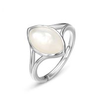 New Retro Simple 925 Silver Electroplating Simple Geometric White Shell Ring main image 1