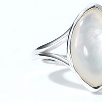 New Retro Simple 925 Silver Electroplating Simple Geometric White Shell Ring main image 4