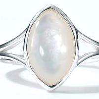 New Retro Simple 925 Silver Electroplating Simple Geometric White Shell Ring main image 5