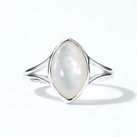 New Retro Simple 925 Silver Electroplating Simple Geometric White Shell Ring main image 6