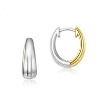 Fashion S925 Silver Earrings Two-color Stitching Hoop Earrings main image 2