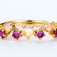 Romantic Lavender Amethyst Female Retro Synthetic Opal S925 Silver Ring main image 4
