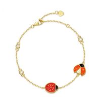 Moda Goteo Aceite Siete Estrellas Mariquita S925 Plata Esterlina 10k Pulsera Chapada En Oro main image 1