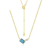 New Korean Simple Style S925 Silver Inlaid London Blue Topaz Necklace Wholesale main image 1