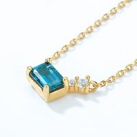 New Korean Simple Style S925 Silver Inlaid London Blue Topaz Necklace Wholesale main image 4