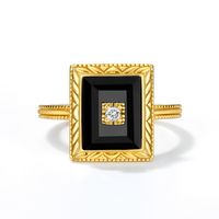 Fashion New Ethnic Agate Gold-plated Sterling Silver Retro 9k Gold Open Ring main image 3