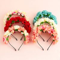 Dames Guirlande Simulation Soie Rose Fleur Bandeau Accessoires De Cheveux Pour Enfants main image 3