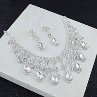 Retro Bridal Necklace Earrings Crown Three-piece Set Wedding Jewelry main image 3