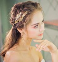 Retro Leaves Shape Gold Plated Flower Crown Earrings Bridal Headdress main image 2