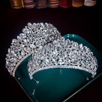 Einfache Mode Hochzeit Krone Haarschmuck Eingelegte Diamant Kopf Zubehör main image 1