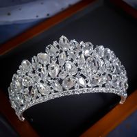 Einfache Mode Hochzeit Krone Haarschmuck Eingelegte Diamant Kopf Zubehör main image 3