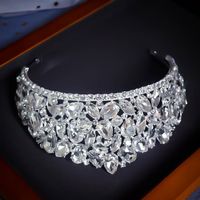 Einfache Mode Hochzeit Krone Haarschmuck Eingelegte Diamant Kopf Zubehör main image 5