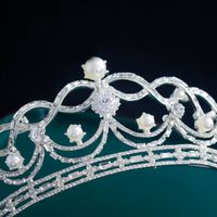 Barock-diamant-perlen-krone Einfache Brautkopf-accessoires main image 5