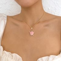 Fashion Cute And Funny Little Turtle Geometric Alloy Diamond Necklace Female main image 1