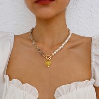 Mode Geometrische Nachahmung Perle Farbe Stein Nähte Legierung Halskette main image 4