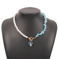 Mode Geometrische Nachahmung Perle Farbe Stein Nähte Legierung Halskette main image 6