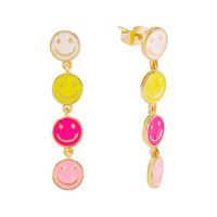 Cute Multi-color Circle Smiley Face  Dripping Oil Copper Earrings Wholesale main image 6