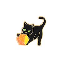 Creative Cartoon Black Cat Holding Ball Shape Alloy Brooch Clothes Badge Wholesale main image 1