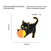Creative Cartoon Black Cat Holding Ball Shape Alloy Brooch Clothes Badge Wholesale main image 5