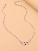 Korean New Diamond Heart Interlocking Mother's Day Pendant Alloy Necklace main image 4