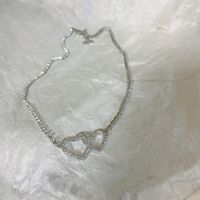 Korean New Diamond Heart Interlocking Mother's Day Pendant Alloy Necklace main image 6