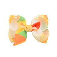 12 Colors New Wave Printing Striped Fishtail Upturned Bow Children's Hairpin main image 6