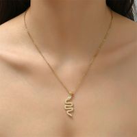 New Copper Micro-inlaid Zircon Jewelry Plated 18k Gold Retro Snake Necklace Female main image 3