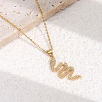 New Copper Micro-inlaid Zircon Jewelry Plated 18k Gold Retro Snake Necklace Female main image 4