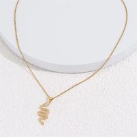 New Copper Micro-inlaid Zircon Jewelry Plated 18k Gold Retro Snake Necklace Female main image 5