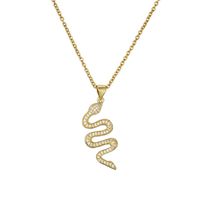 New Copper Micro-inlaid Zircon Jewelry Plated 18k Gold Retro Snake Necklace Female main image 6