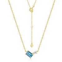 New Korean Simple Style S925 Silver Inlaid London Blue Topaz Necklace Wholesale sku image 1