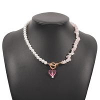 Mode Geometrische Nachahmung Perle Farbe Stein Nähte Legierung Halskette sku image 3