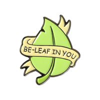 Cartoon Creative Aloe Pear Leaf Bee Volcano Shape Letter Baking Paint Alloy Brooch sku image 3
