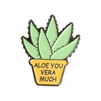 Cartoon Creative Aloe Pear Leaf Bee Volcano Shape Letter Baking Paint Alloy Brooch sku image 5