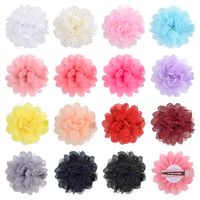 Simple New Children's Hairpin 2.4 Inch Chiffon Flower Solid Color Headdress sku image 1