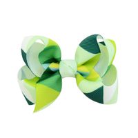 12 Colors New Wave Printing Striped Fishtail Upturned Bow Children's Hairpin sku image 4