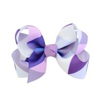 12 Colors New Wave Printing Striped Fishtail Upturned Bow Children's Hairpin sku image 7