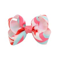 12 Colors New Wave Printing Striped Fishtail Upturned Bow Children's Hairpin sku image 8