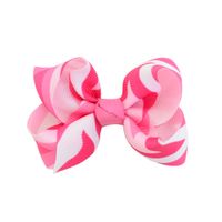 12 Colors New Wave Printing Striped Fishtail Upturned Bow Children's Hairpin sku image 9