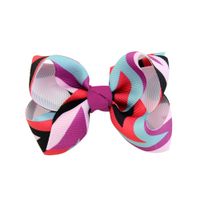 12 Colors New Wave Printing Striped Fishtail Upturned Bow Children's Hairpin sku image 10
