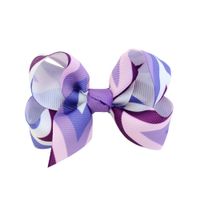 12 Colors New Wave Printing Striped Fishtail Upturned Bow Children's Hairpin sku image 11