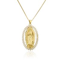 Religious Jewelry New Copper Plated 18k Gold Zircon Pendant Necklace sku image 1