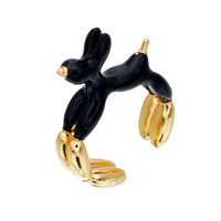 New Copper Plated 18k Gold Black White Dripping Oil Animal Open Ring sku image 2