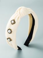 Korean Style Knotted Fabric Inlaid Pearl Headband main image 3
