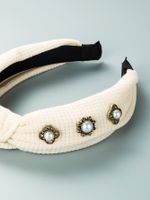 Korean Style Knotted Fabric Inlaid Pearl Headband main image 5