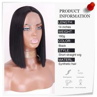 Black Women's Wigs Chemical Fiber Straight Hair Headgear Lace Wigs main image 5