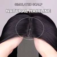 Perruques De Femmes Noires Fibre Chimique Cheveux Raides Couvre-chef Perruques De Dentelle main image 6