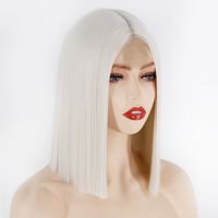 White Women's Wigs Chemical Fiber Straight Hair Headgear Wigs main image 6