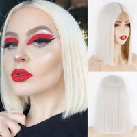 White Women's Wigs Chemical Fiber Straight Hair Headgear Wigs sku image 1